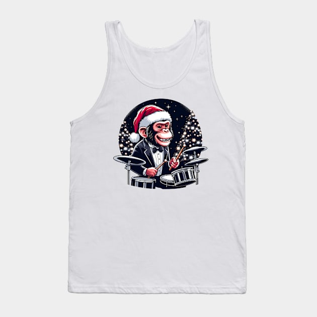 Drummer Monkey Christmas Tank Top by Graceful Designs